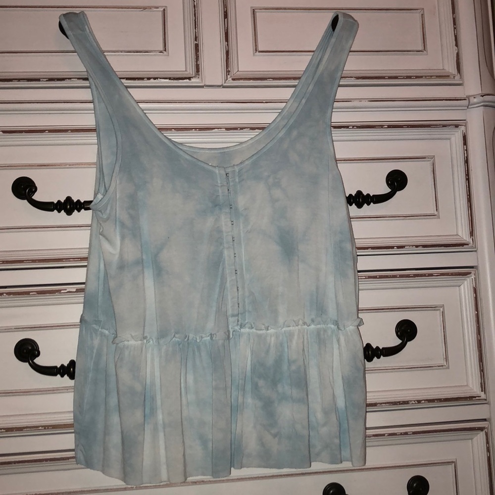 Tie dye wash light blue peplum tank top